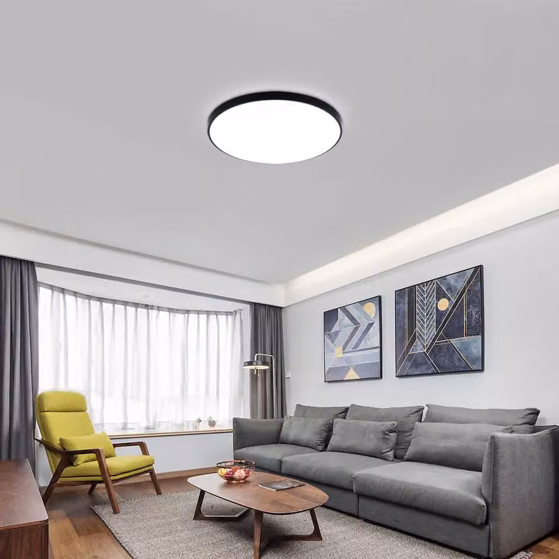 COMELY Round LED Ceiling Light, 24W Ultra-Thin Flush Lamp, 6500K Cool White, Black, Diameter: 27 cm – 2