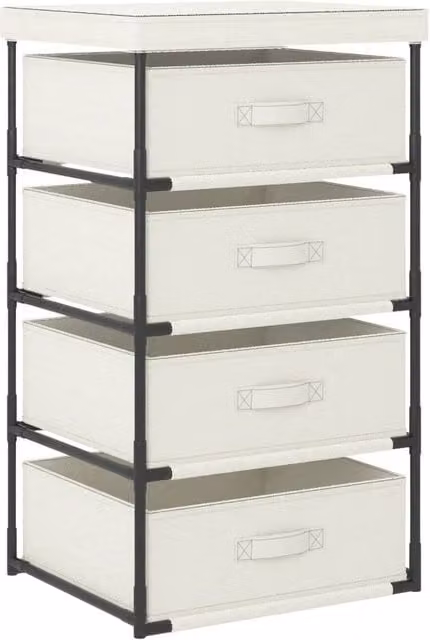 Berkfield Home Metal Storage Rack with 4 Fabric Baskets in Beige