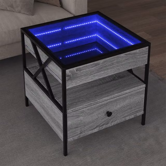 Berkfield Home Infinity LED Coffee Table in Grey Sonoma, W/D/H: 50 x 50 x 51 cm – 1