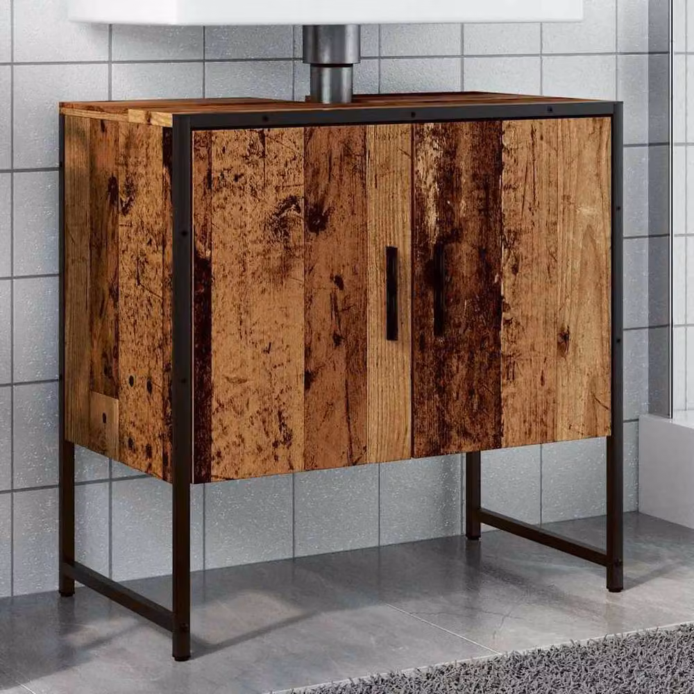 Berkfield Home Bathroom Sink Cabinet in Old Wood Brown, W/D/H: 60 x 33 x 60 cm – 2