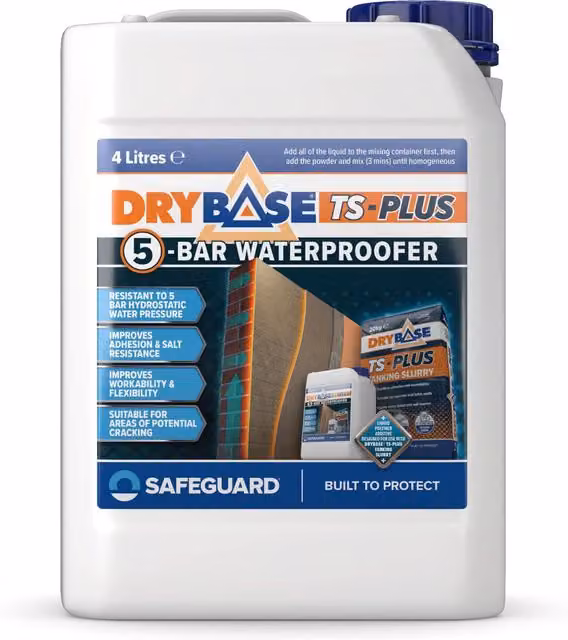 Drybase TS-Plus 5-Bar Waterproofer Sealing Slurry, Grey, 4 l