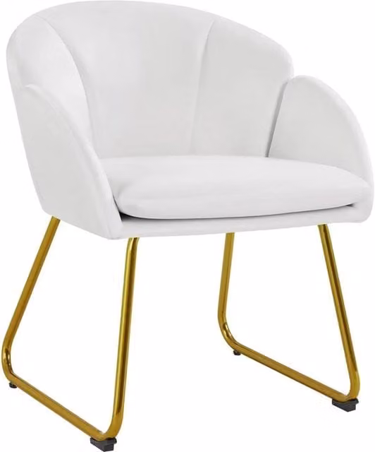 Kelvenix Flower Shape Velvet Vanity Chair in White