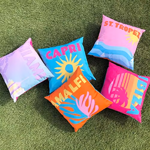 Riva Home Ibiza Outdoor Square Polyester Filled Cushion, Multicolour, W: 43 cm, D: 43 cm, H: 43 cm – 4