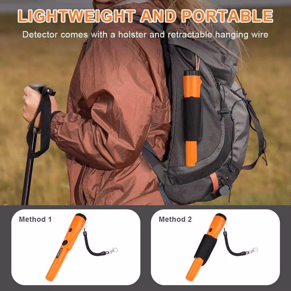 NESTLUNE Waterproof Handheld Pinpointer Metal Detector in Orange, W: 52 cm, H: 1000 cm – 6