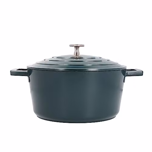 MasterClass Cast Aluminium Casserole Dish with Lid, Green, Diameter: 24 cm – 1