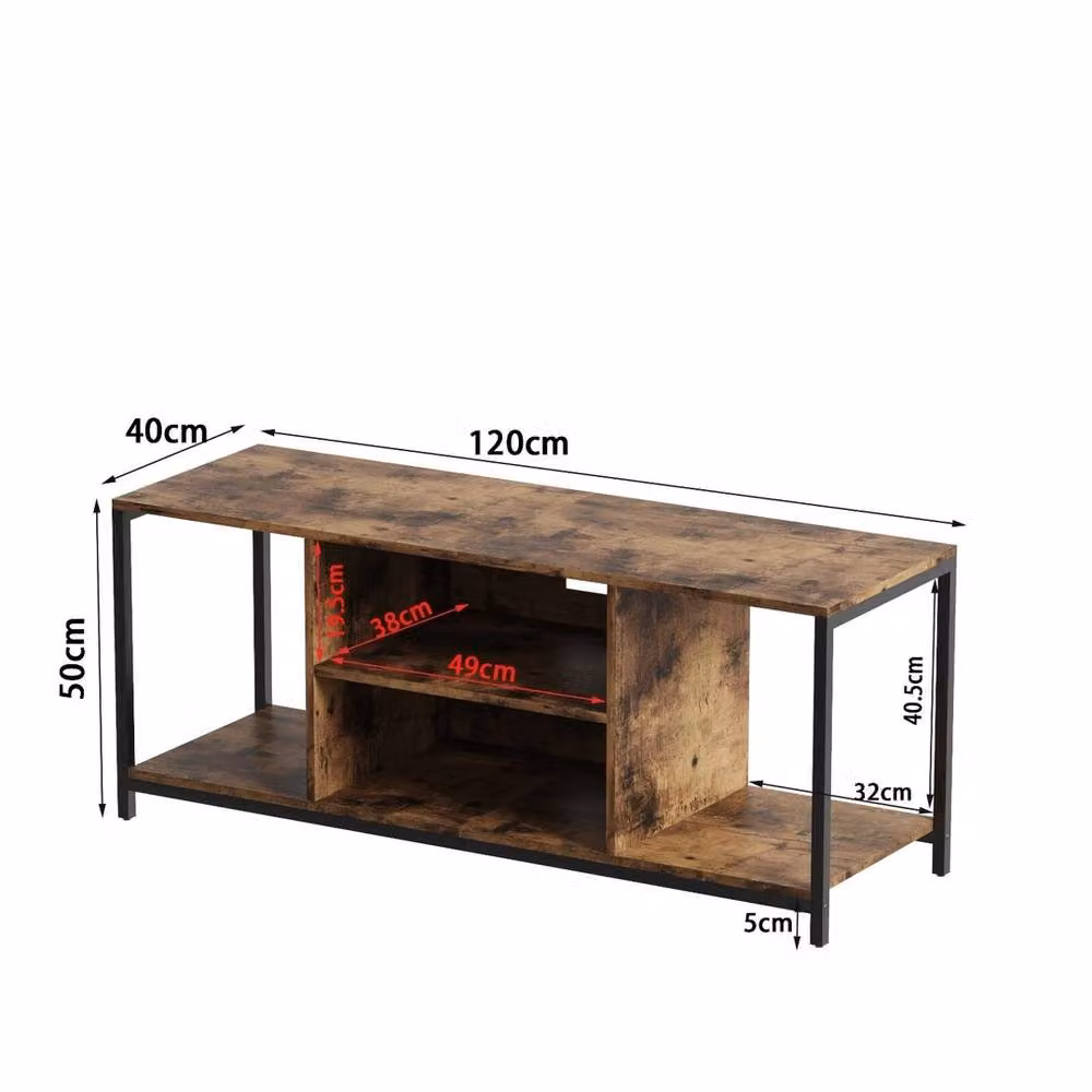 FORGEVIO Rustic Brown TV Stand and Storage Cabinet for your Living Room, W/D/H: 120 x 40 x 50 cm – 2