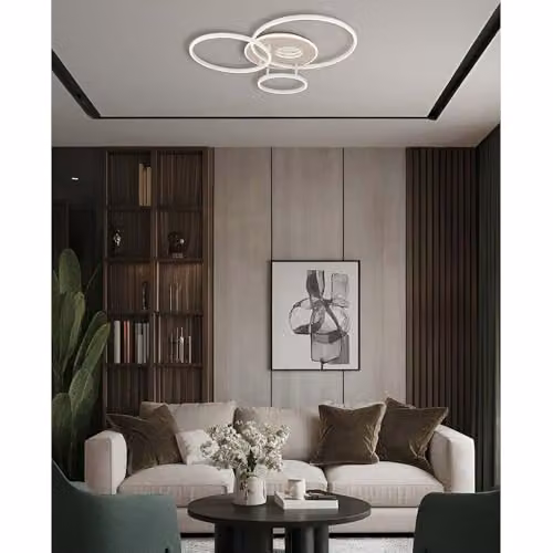 Globo Lighting Modern LED Ring Ceiling Light with Remote Control, Dimmable Timer and CCT in Beige and White, W/D/H: 40 x 70 x 13 cm – 2