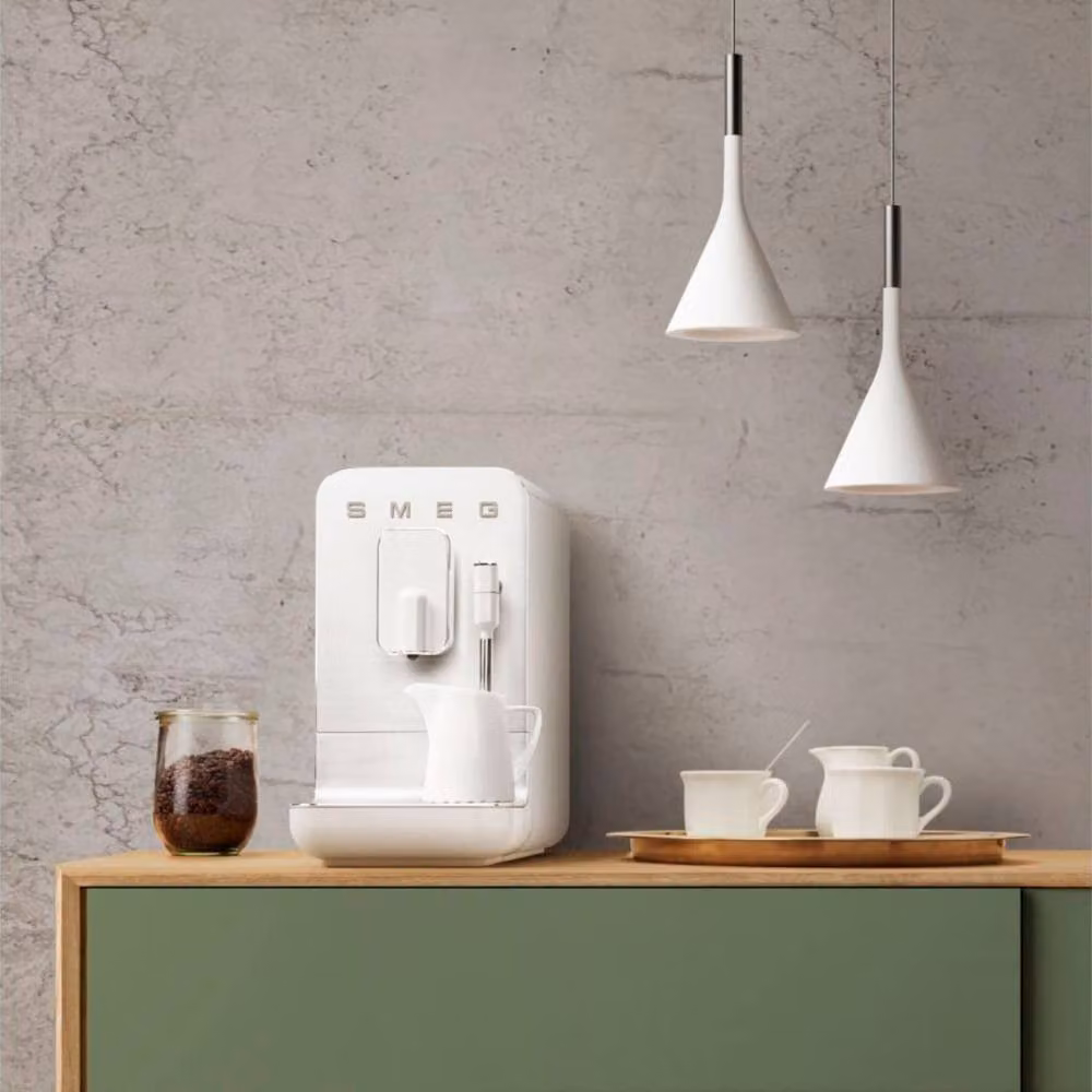 Smeg Bean To Cup Coffee Machine with Steam Wand and Removable Tank in White and Stainless Steel – 3