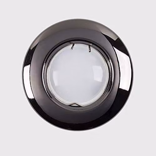 MiniSun Modern Black Chrome Recessed GU10 Ceiling Spotlight Downlights with Cool White LED Bulbs, Pack of 6 – 3