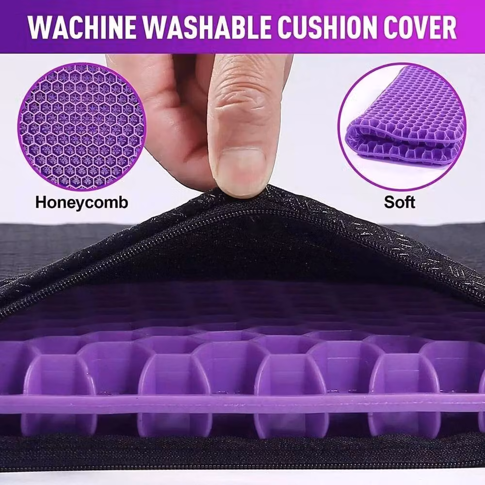 FLAVORA Orthopaedic Gel Breathable Seat Cushion Pad, Purple, W: 190 cm, D: 100 cm – 2