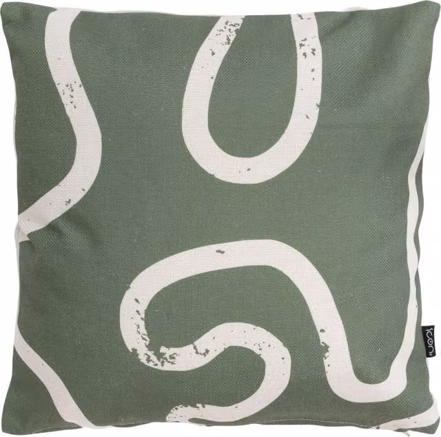 ICON Squiggle Kyoto Square Outdoor Cushion in Beige, Yellow and Green