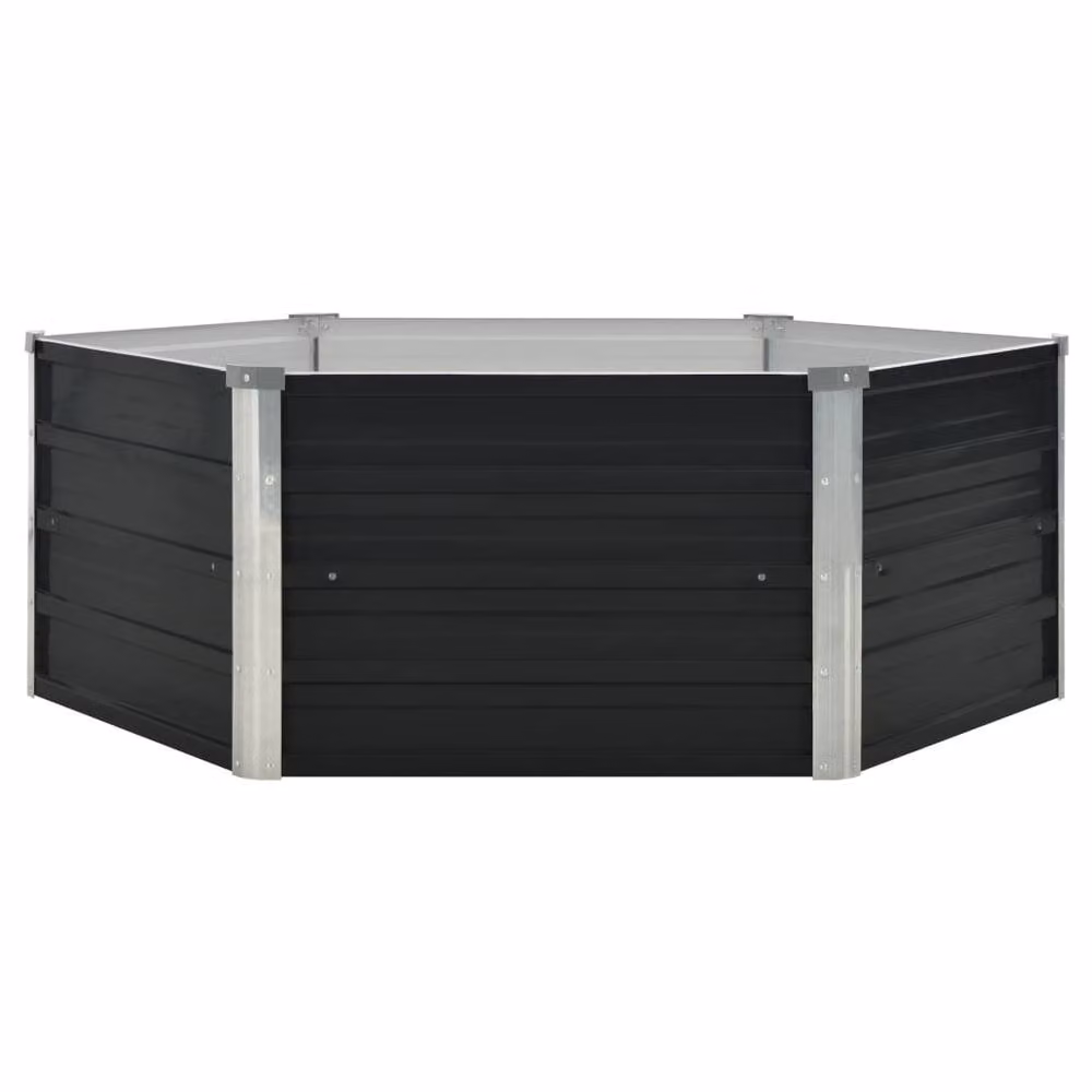Berkfield Home Raised Garden Bed in Anthracite Galvanised Steel, W/D/H: 129 x 129 x 45 cm – 3