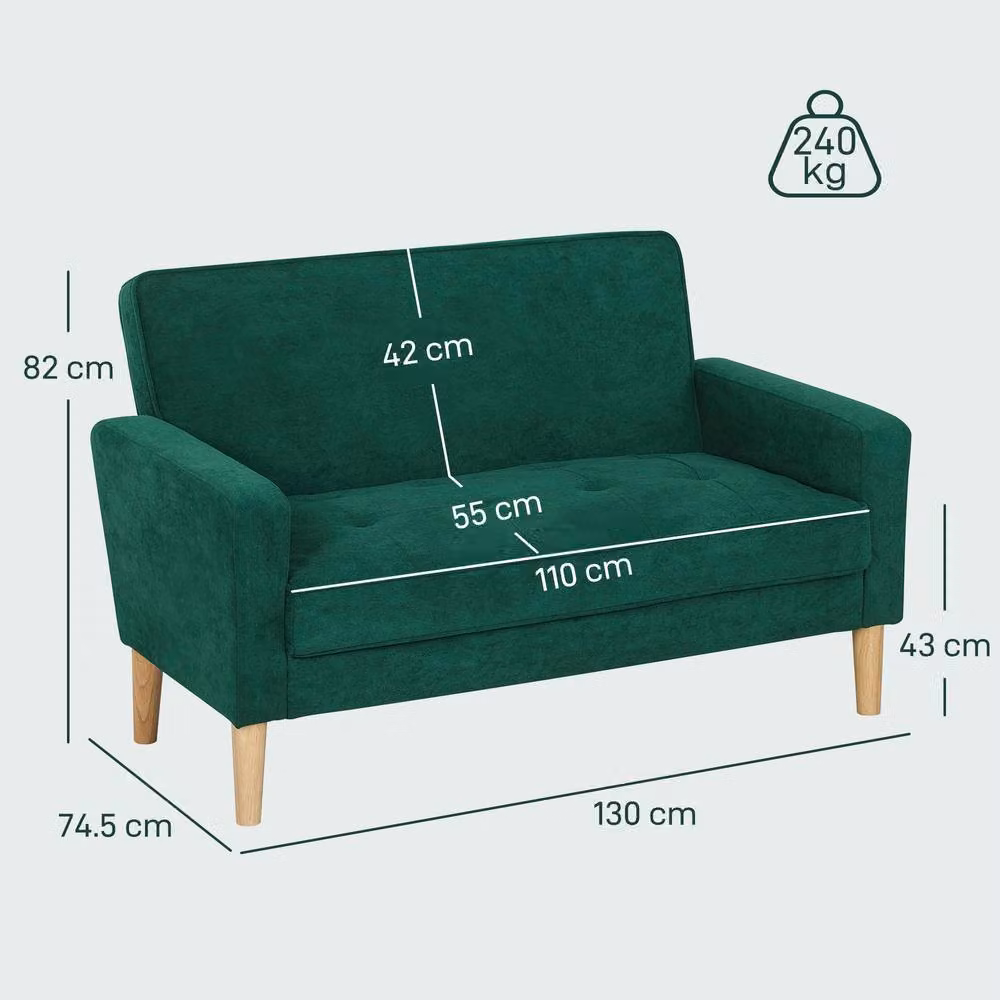 STILVORA 2-Seater Green Velvet Click-Clack Sofa Bed – 2