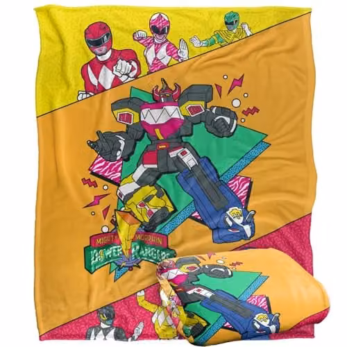 LOGOVISION Power Rangers Saved by the Megazord Super Soft Fleece Throw Blanket, Multicolour, W: 152 cm, D: 127 cm