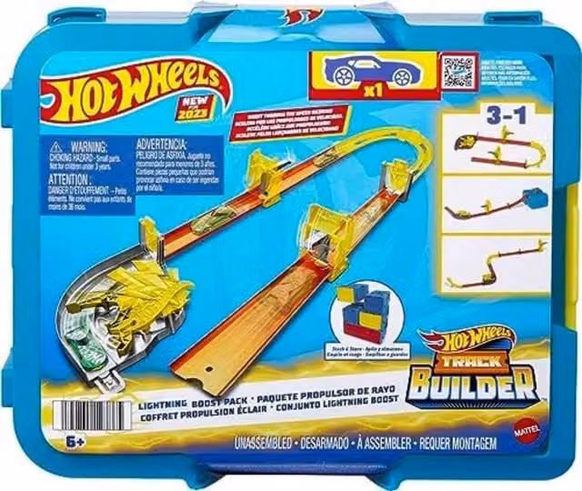 Mattel Hot Wheels Track Builder Lightning Boost Pack Race Track Set in Multicolour and Blue