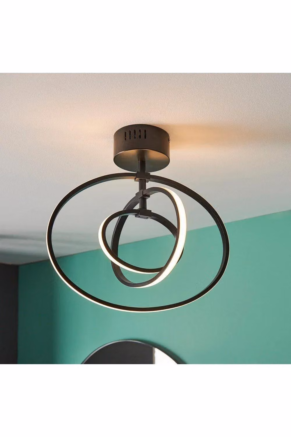 Netlighting Avali LED Semi Flush Ceiling Light in Matt Black and White – 3