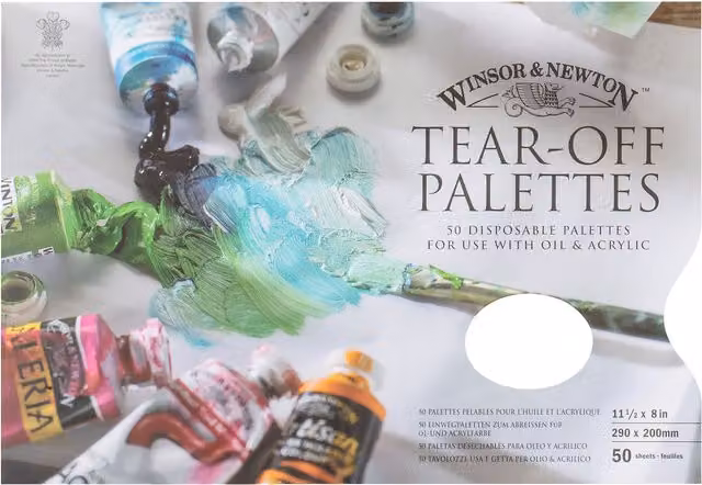 Winsor & Newton White Tear-Off Disposable Paper Palettes for Professionals, W/D/H: 29 x 20 x 2.95 cm