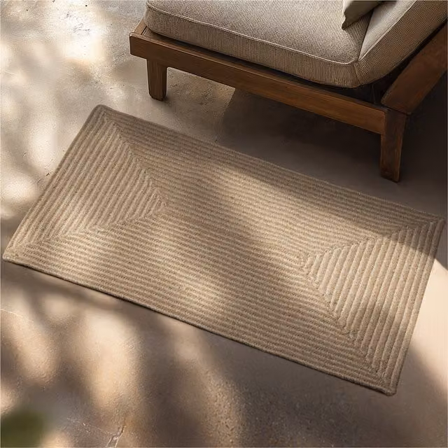 Tectake Boho Style Geometric Jute and Polyester Blend Flat Weave Rug in Brown and Beige