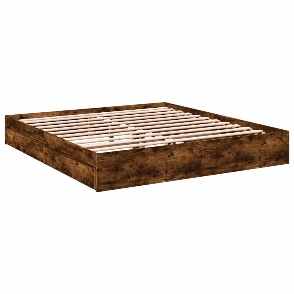 Berkfield Home Super King Bed Frame with Drawers in Smoked Oak Brown, W/D/H: 180 x 200 cm – 3