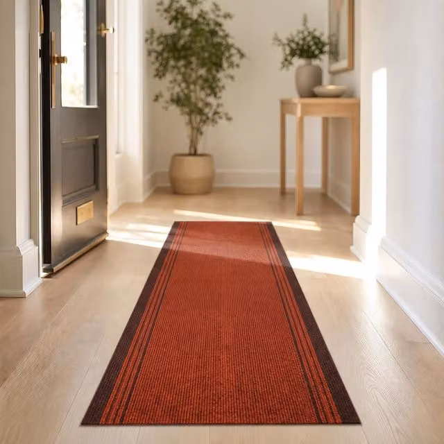 Bravich Sydney Non Slip Hallway Runner, Red, Length: 244 cm