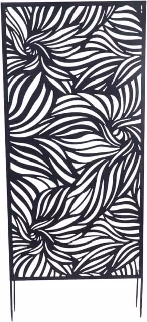 Ornate Collection Freestanding Metal Garden Screen in Black