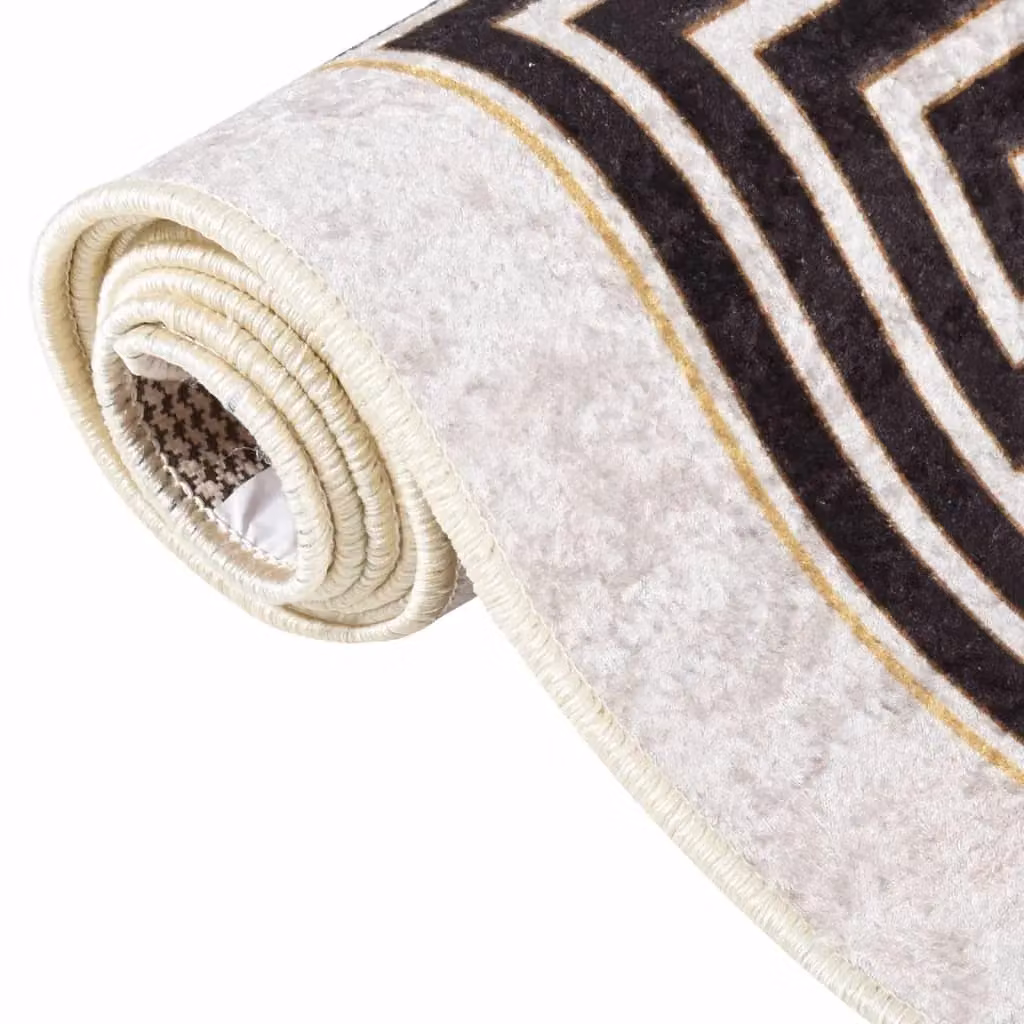 Berkfield Home Washable Geometric Anti Slip Round Rug in Light Beige, W: 80 cm, L: 300 cm – 2