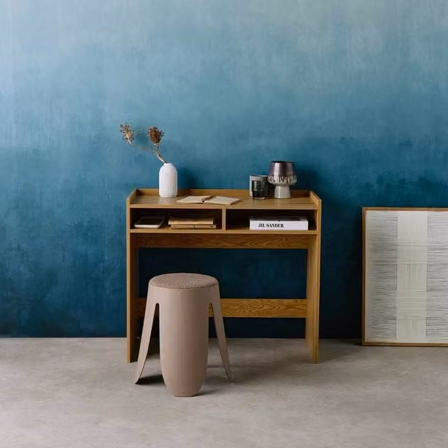 sweeek Minimalist Wooden Writing Desk with 2 Storage Compartments in Brown, W/D/H: 90 x 45 x 78 cm