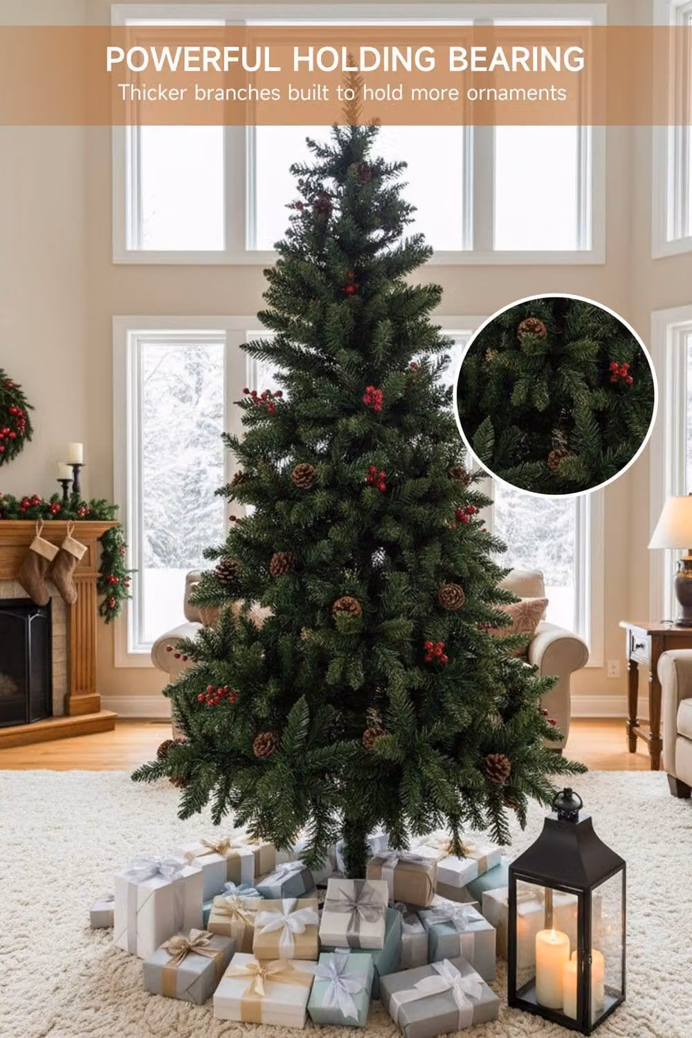 Living and Home 1.8m Artificial Christmas Tree in Green with Foldable Metal Stand – 3