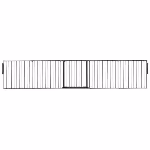 Safetots Premium Multi Panel Room Divider with Swing Door, Black, Width: 370 cm, Height: 70 cm