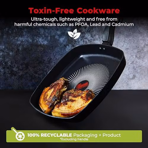 Tower SmartStart Gourmet 26cm Aluminium Non-Stick Grill Pan, Black – 5