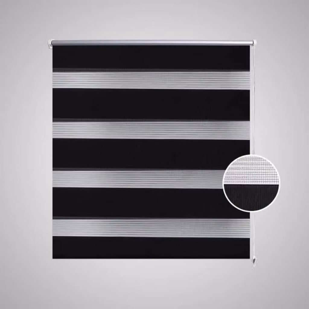 Berkfield Home Zebra Day and Night Blind in Black and White, W: 140 cm, H: 175 cm – 2