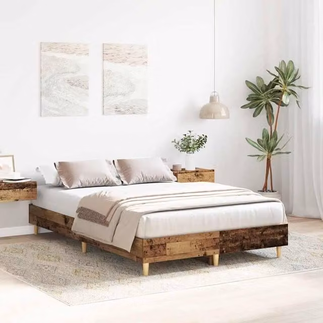 Berkfield Home Durable Small Double Bed Frame in Brown Wood and MDF, W/D/H: 120 x 190 cm