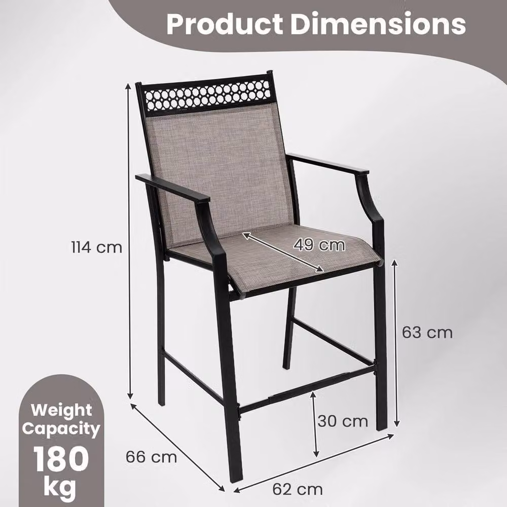 Havendro Set of 2 Modern Fabric and Metal Counter Height Bar Stools in Matt Black – 2