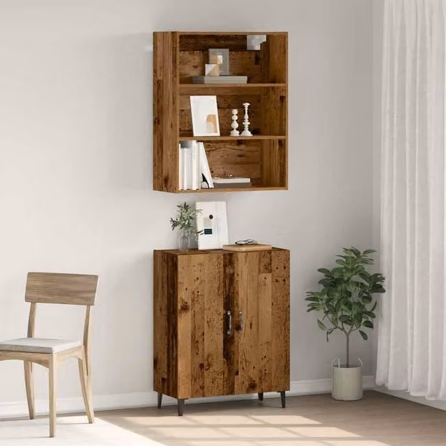 Berkfield Home Industrial Sideboard and Wall Cabinet Set in Brown Engineered Wood