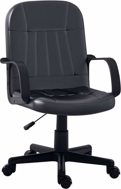 Rolipo Black Faux Leather Swivel Task Chair for Home Office