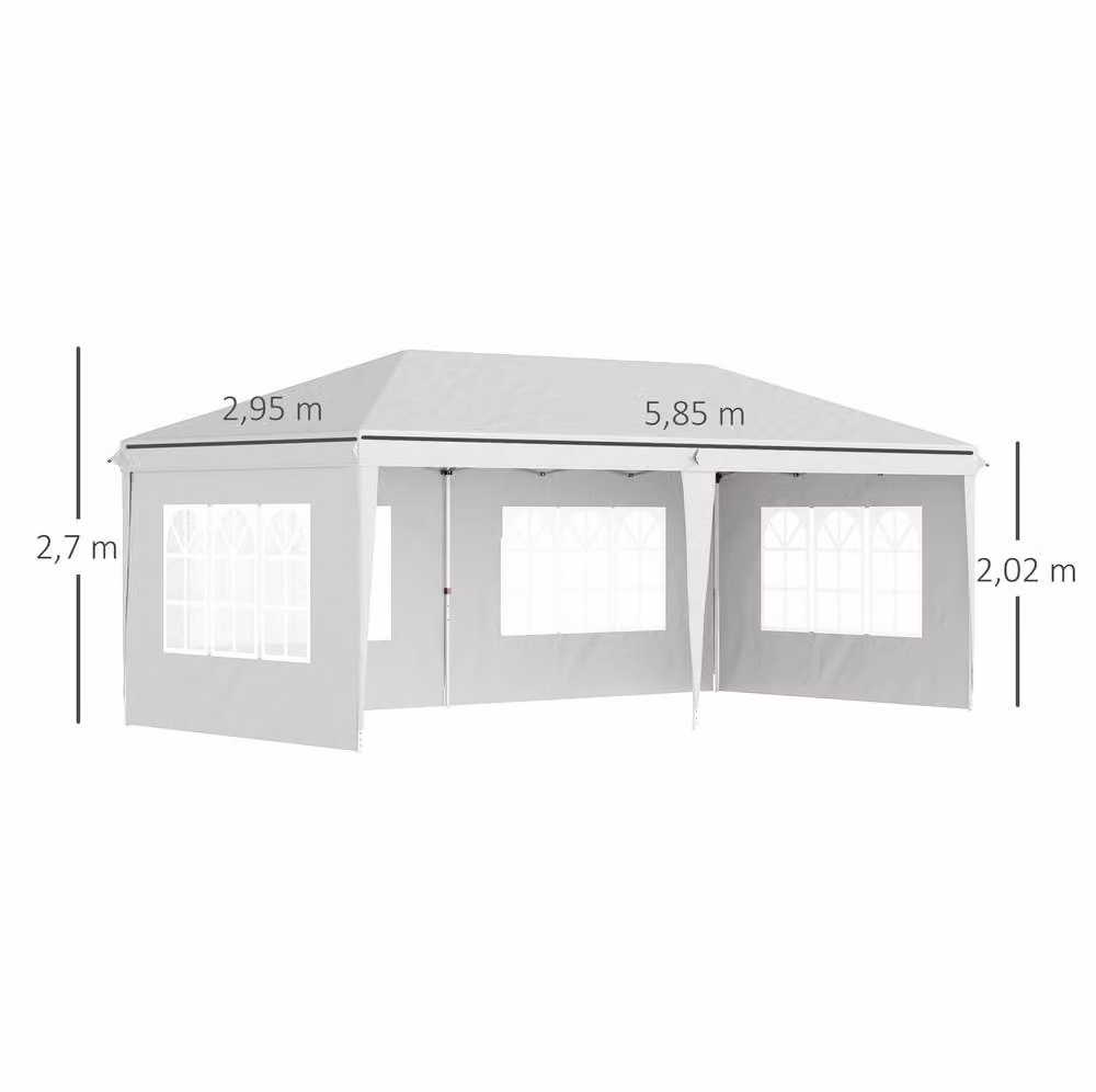 STILVORA Pop Up Gazebo with Removable Sidewalls, White, W: 600 cm, D: 300 cm, H: 270 cm – 3