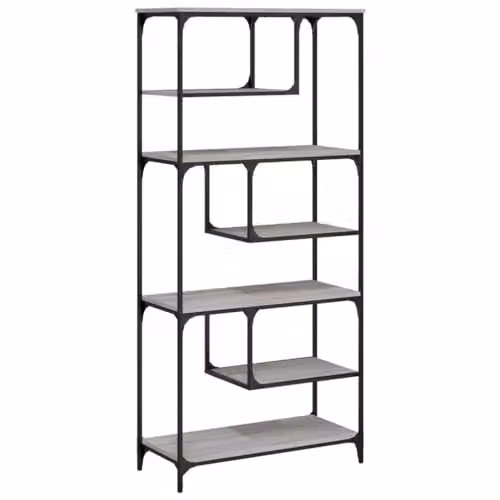 vidaXL Grey Sonoma Bookcase in Engineered Wood W/D/H: 81 x 36 x 176 cm
