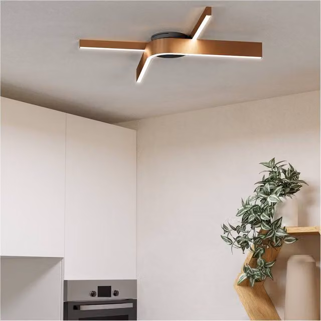 Loops Modern Bronze and Black Semi-Flush LED Ceiling Light – 1