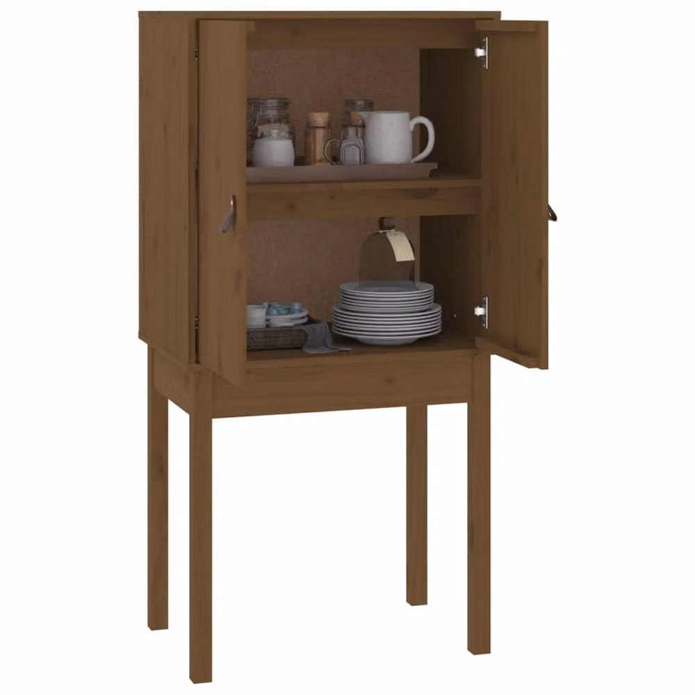 Berkfield Home Rustic Honey Brown Solid Wood Pine Highboard W/D/H: 60 x 40 x 120 cm – 3