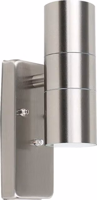 ValueLights Modern Brushed Chrome IP44 Rated Up and Down Outdoor Wall Light in Silver