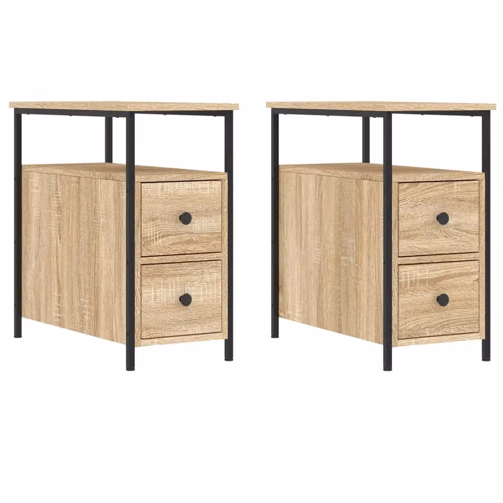 Berkfield Home Set of 2 Bedside Cabinets in Sonoma Oak, Brown, W/D/H: 60 x 60 x 30 cm – 2