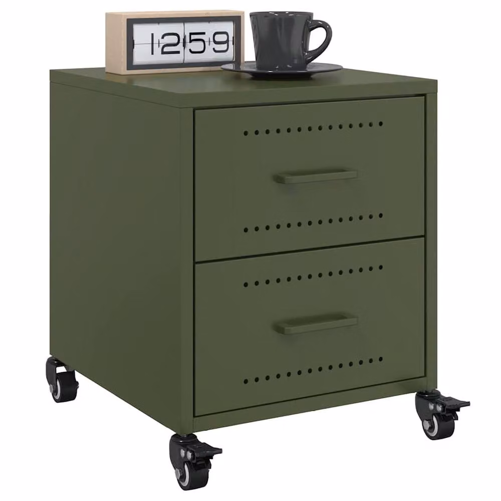 Berkfield Home Stylish Bedside Cabinets, 2 Pack, Olive Green, W/D/H: 36 x 39 x 43.5 cm – 1