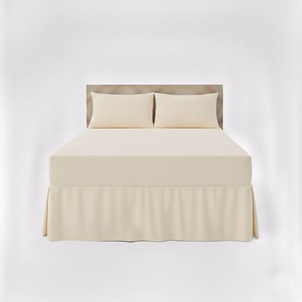Snug City Single Polycotton Fitted Valance Bed Sheet with Frill in Beige, W/D/H: 90 x 200 cm – 2