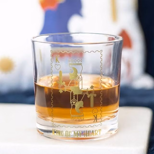 Uniqueful King of My Heart Tumbler Drinking Glass, Transparent and Gold, 300ml