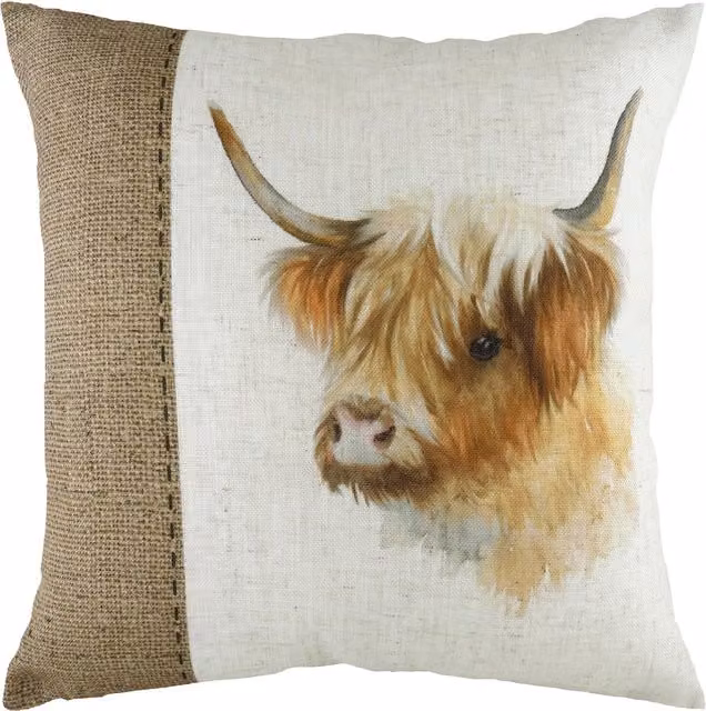 Make it a Home White Hessian Cow Rectangular Polyester Cushion, Width: 43 cm