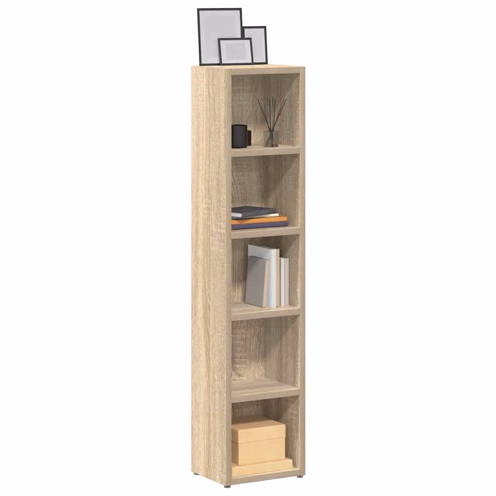 Berkfield Home Modern CD Cabinets, 2 Piece Set, Sonoma Oak, Light Brown, W/D/H: 21 x 16 x 93.5 cm – 2