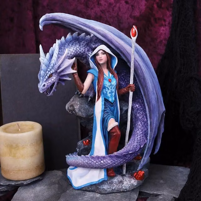 Nemesis Now Dragon Mage by Anne Stokes Gothic Figurine, Purple and Multicolour, Height: 24 cm