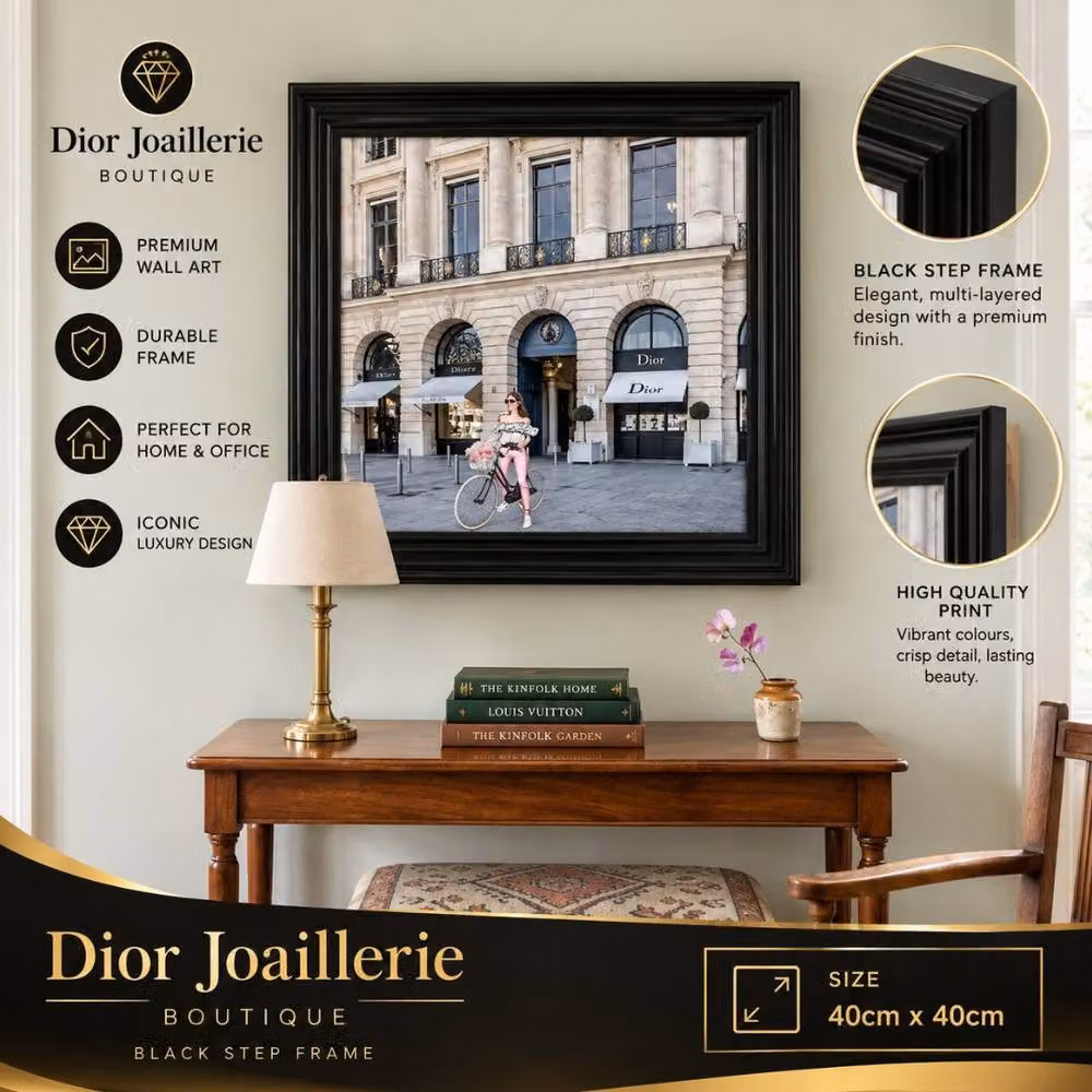 HOME LUXE INTERIOR Dior Joaillerie Black Step Frame Luxury Wall Art, W: 40 cm, H: 40 cm – 5