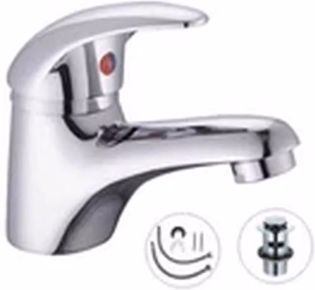 EONLION Single Lever Chrome Basin Mixer Tap with Pop Up Waste in Silver