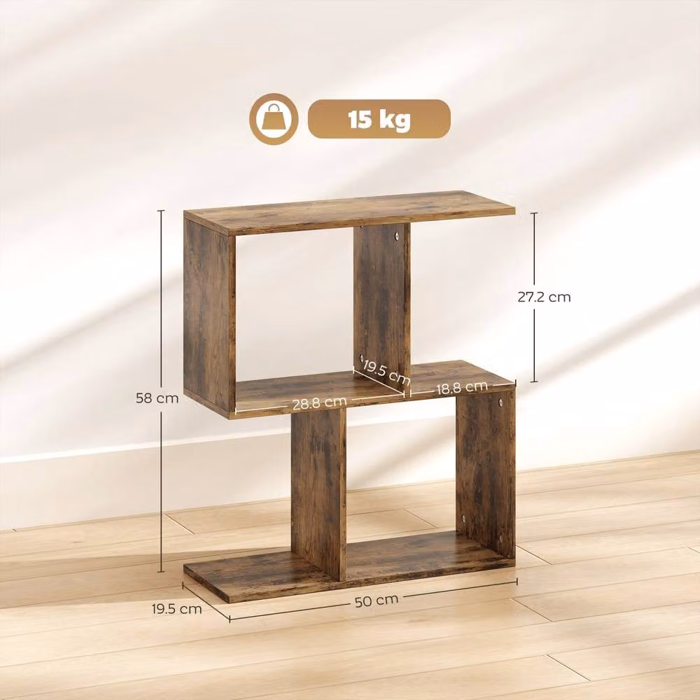 Wyld Haus Rose Rustic Brown S-Shaped Narrow Side Table with 3 Tiers – 3
